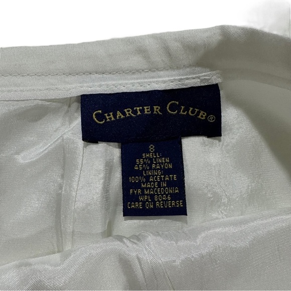Charter Club April in Paris Women Ivory White Linen Rayon Mini Skirt Sz 8 NWT - Picture 3 of 12